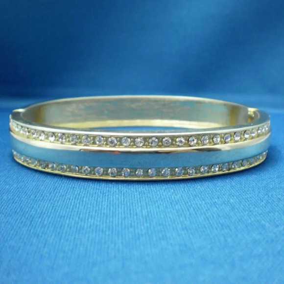 Gold Toned Cubic Zirconia Encrusted Bracelet - Picture 1 of 4